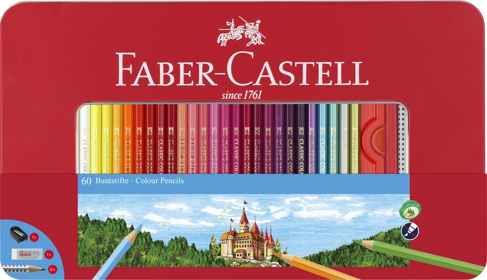 Se Faber-castell - Farveblyanter - 60 Stk I Metalæske hos Legekæden
