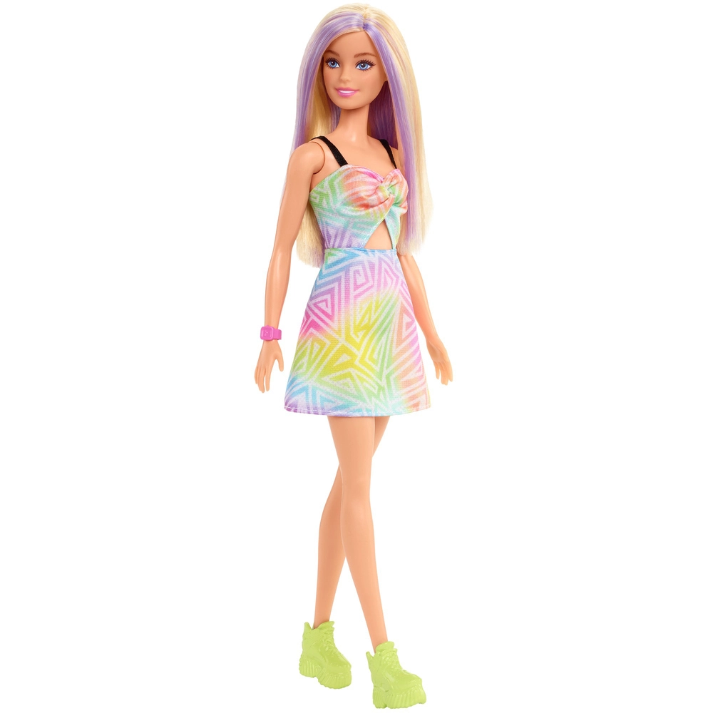 Se Barbie Fashionista dukke med regnbue kjole hos Legekæden