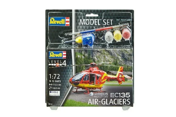Se Revell - Ec135 Air-glaciers Modelhelikopter - 1:72 - Level 4 - 64986 hos Legekæden