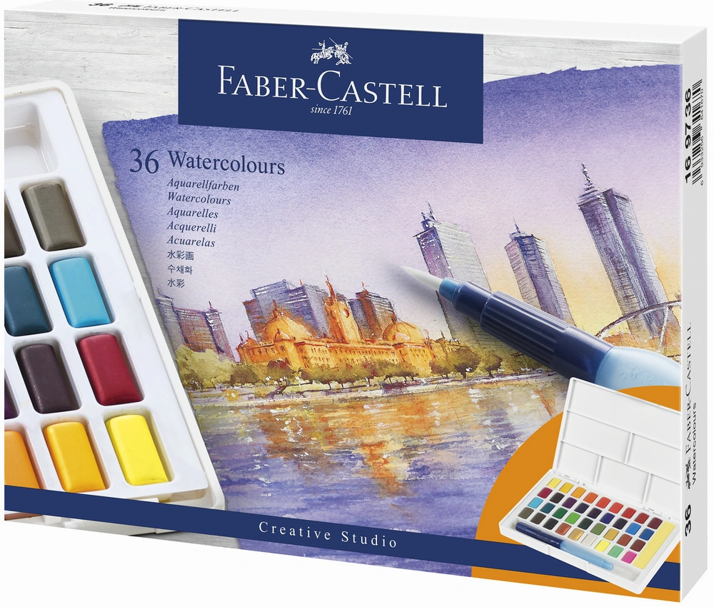 Billede af Watercolour Faber-Castell 36 ass i palette+water brush