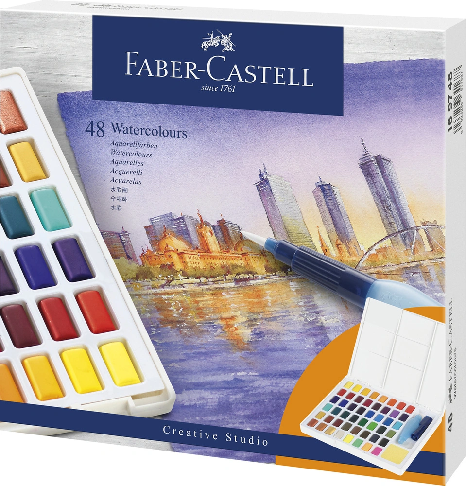 Se Watercolour Faber-Castell 48 ass i palette+water brush hos Legekæden