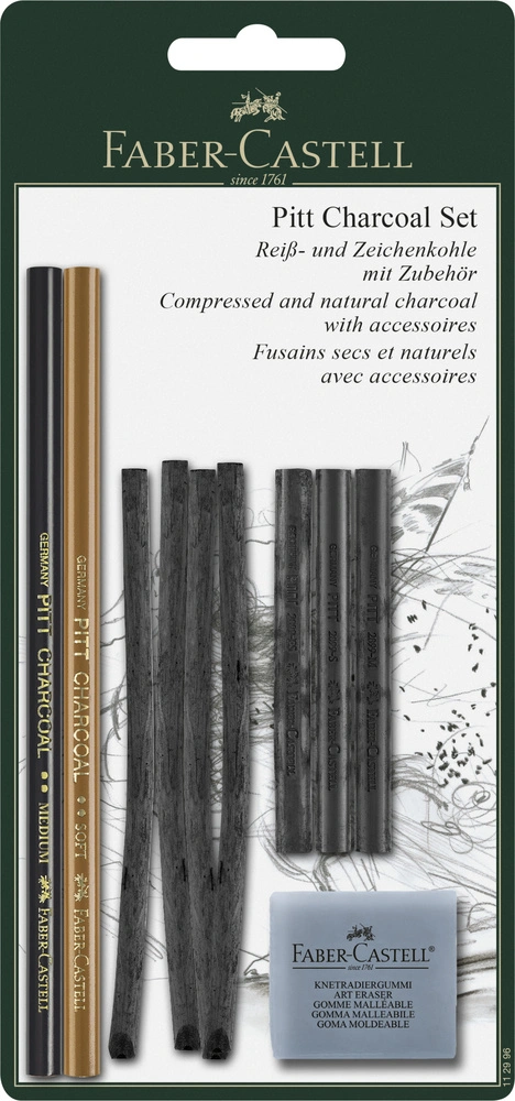 Billede af Pitt charcoal sæt Faber-Castell pencil, kul og knetgummi