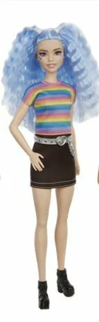 Se Barbie Fashionistas Dukke Blåt hår og regnbue top hos Legekæden