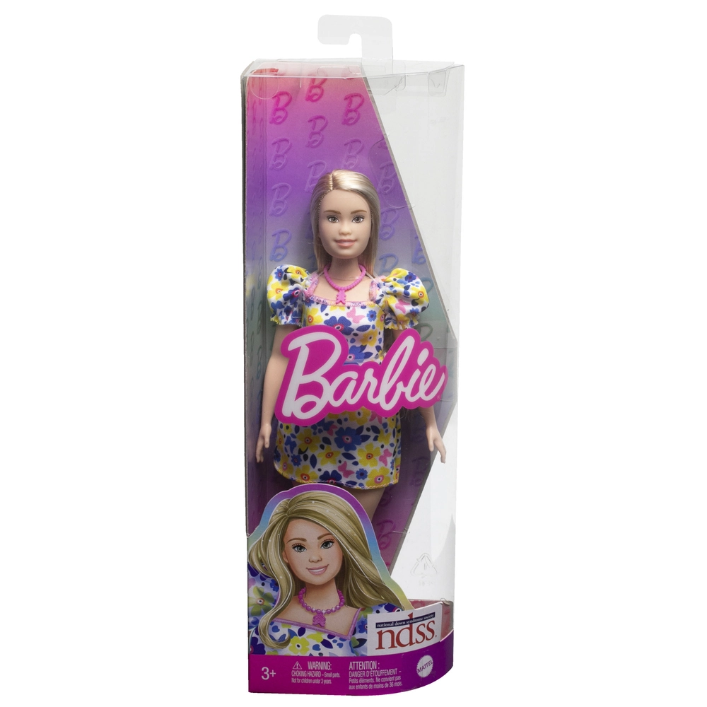 Se Barbie Fashionista Yellow Blue Floral (Down Syn) hos Legekæden