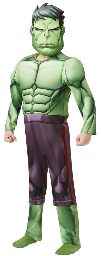 Se Hulk Deluxe udklædningsdragt og maske str. 3-4 år hos Legekæden