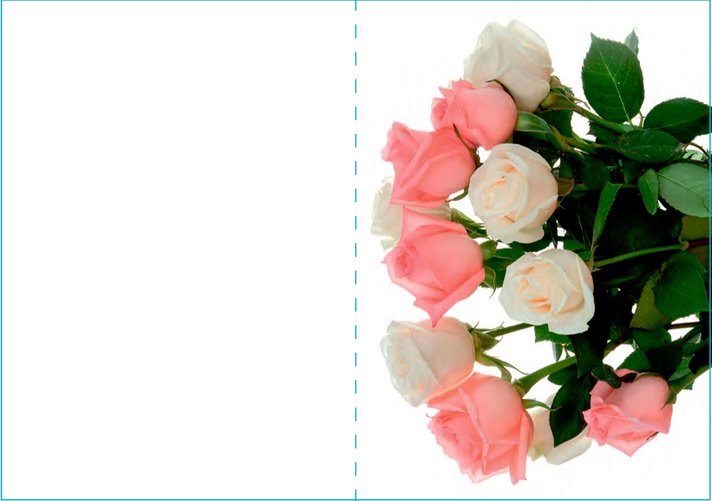 Kort 4/4 m/konvolutter roser billede