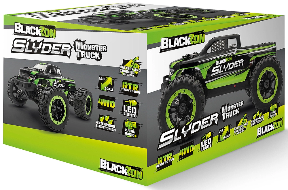 Se Blackzon - Slyder Fjernstyret Monster Truck - 1:16 - Grøn hos Legekæden
