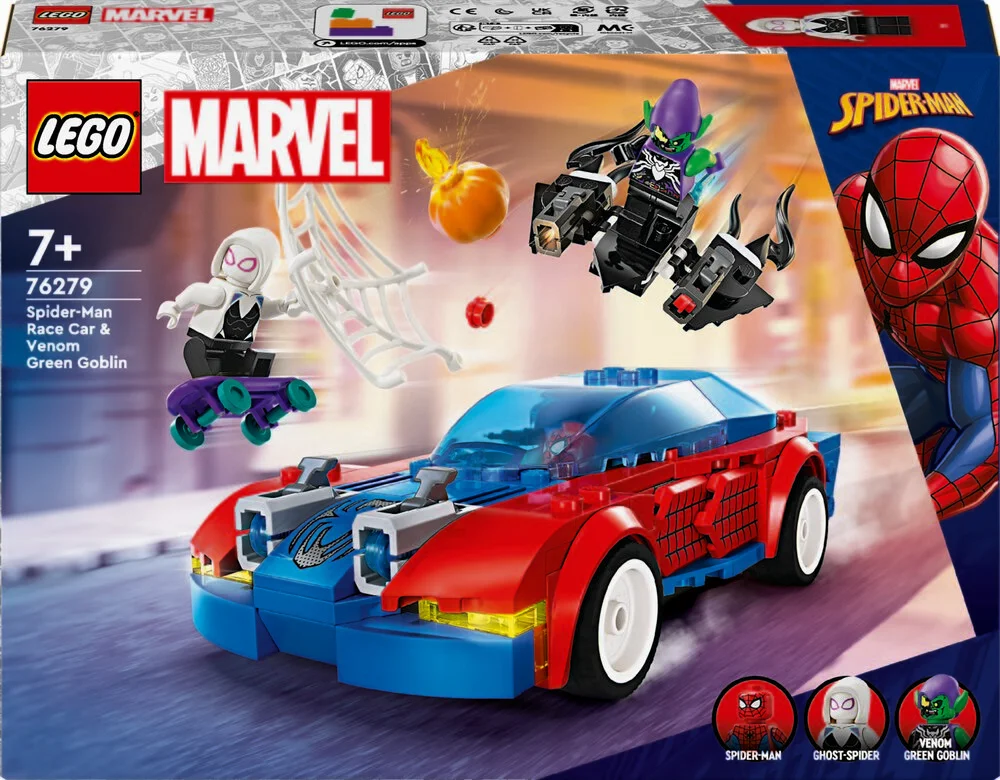 Se Lego Super Heroes - Spider-mans Racerbil Og Venom Green Goblin - 76279 hos Legekæden