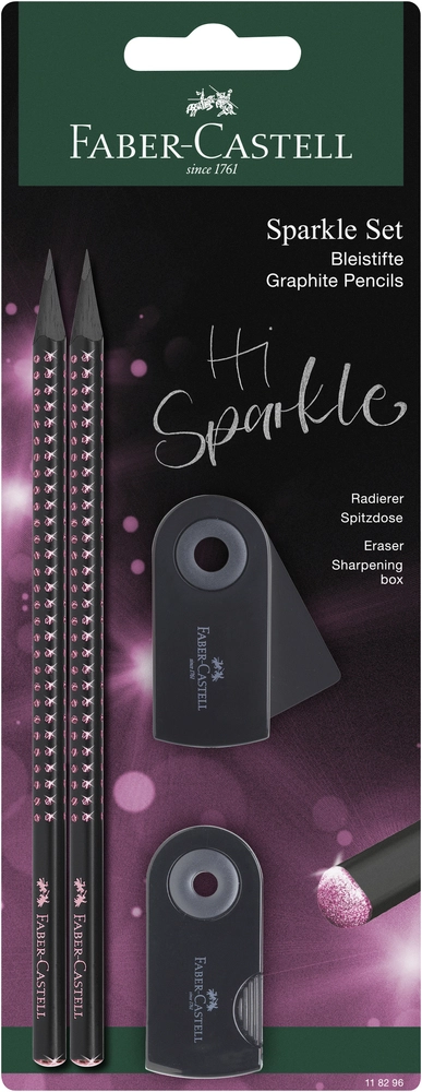 Blistersæt Faber-Castell Sparkle Sort M/Pink Glitter