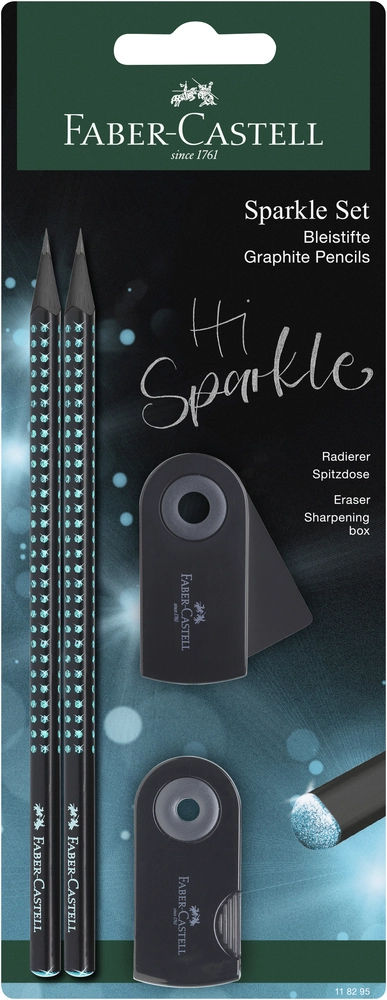 Blistersæt Faber-Castell Sparkle Sort M/Blå Glitter billede