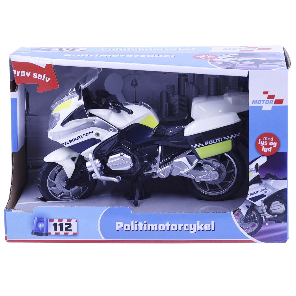 Politimotorcykel med lys og lyd 18 cm billede