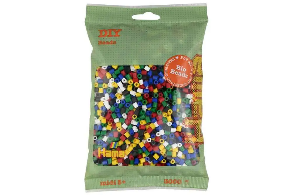 Hama BIO midi perler 3000stk mix 198 (6 farver) billede