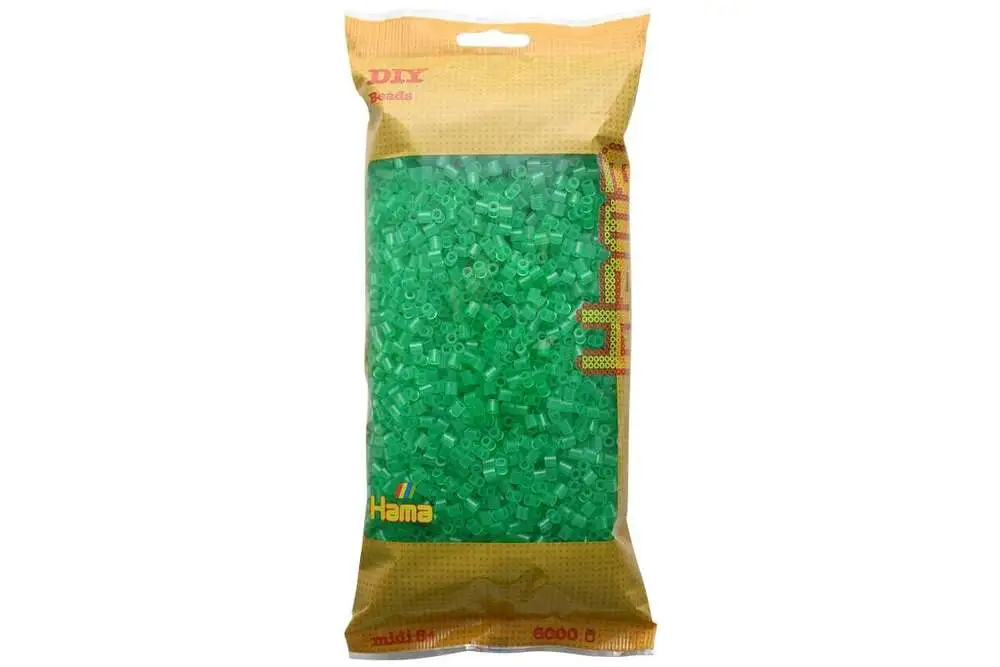 Hama midi perler 6000stk transp. grøn