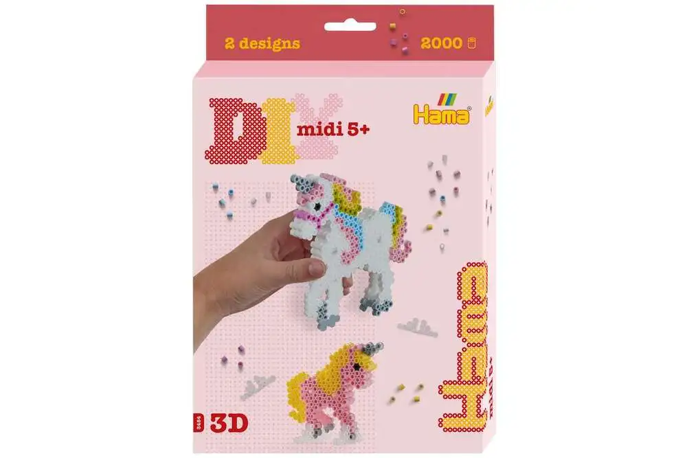 Hama midi ophængsæske enhjørninger 3D billede