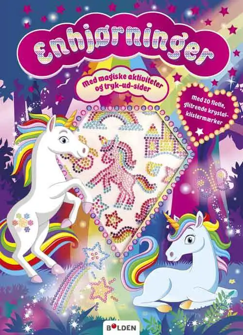 Enhjørninger med krystal-klistermærker