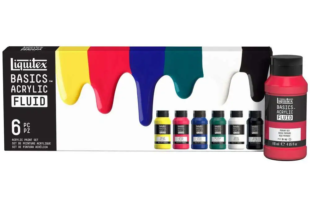 Basics acrylic fluid set 6x118ml row billede