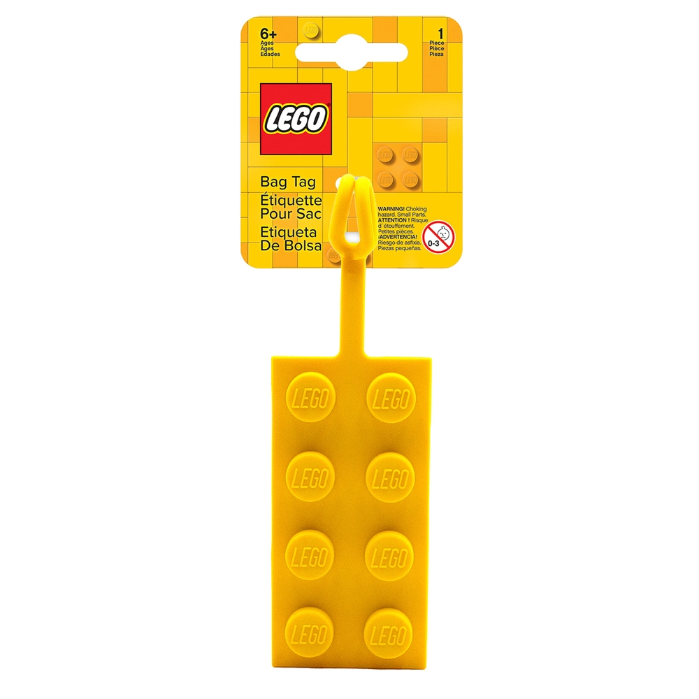 LEGO taskemærke, gul klods
