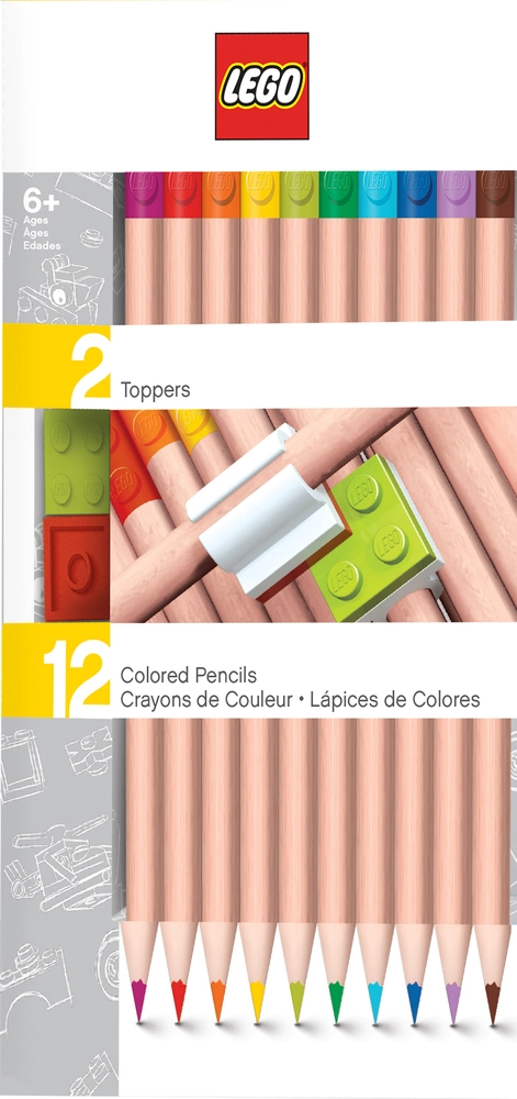 LEGO stationery 12 farveblyanter med 2 LEGO-klods toppe billede