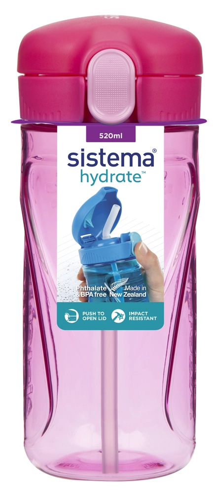 Drikkeflaske Sistema Tritan Quick Flip pink 520ml billede