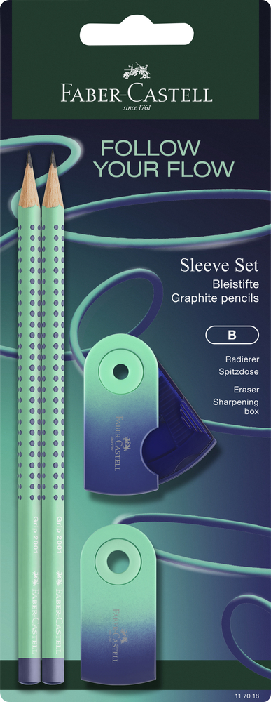 Blistersæt Faber Castell Grip Flowedition Sleeve Buzzingblue