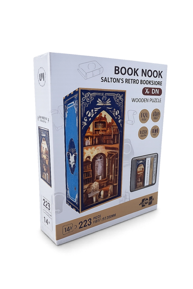 Book Nook Retro Bookstore i 3D billede