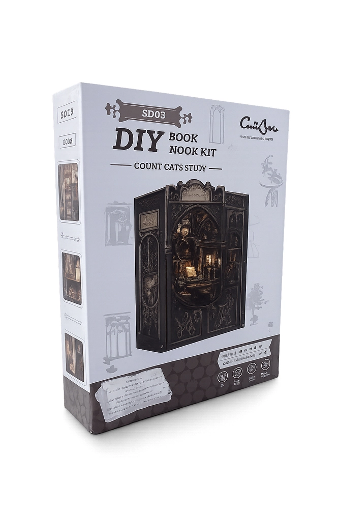 Book Nook Cat's Study i 3D billede