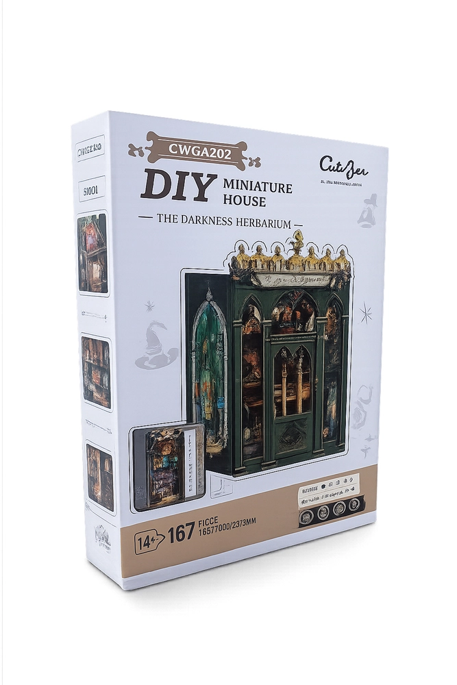 Book Nook Darkness Herbarium i 3D billede