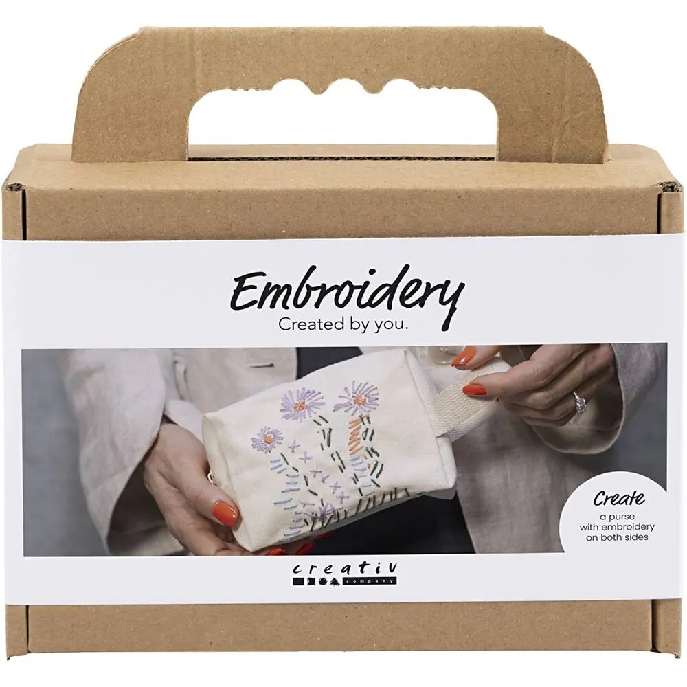 Broderi Mini DIY Kit kosmetiktaske creme billede